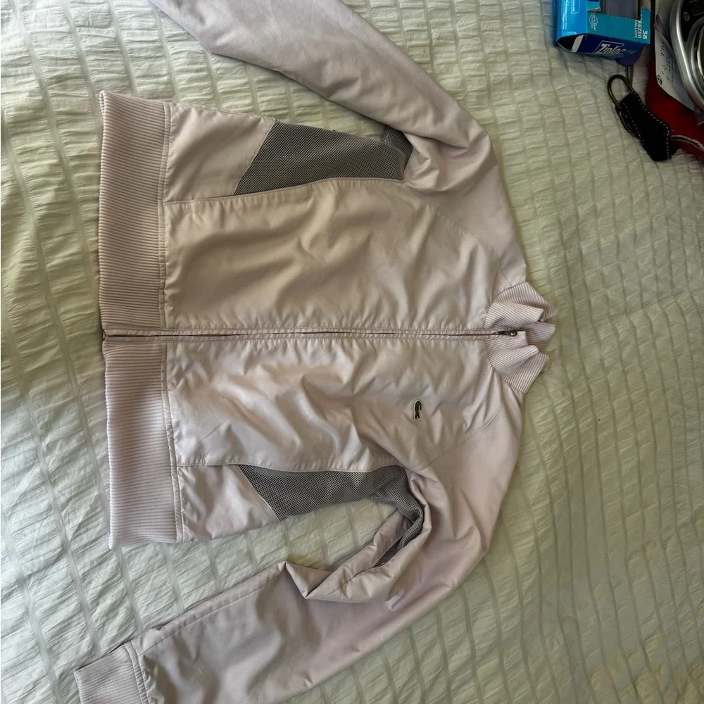 Lacoste pink track jacket woman’s UK 10 US 6 vintage mesh side detail - Picture 10 of 11